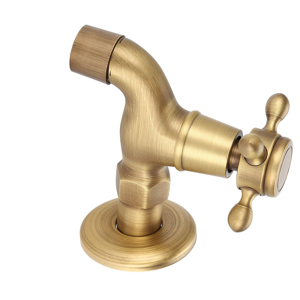 Wall Mounted Vintage Solid Brass Faucet Single Cold Water Tape for Kitchen Sink Mop Pool(Short)