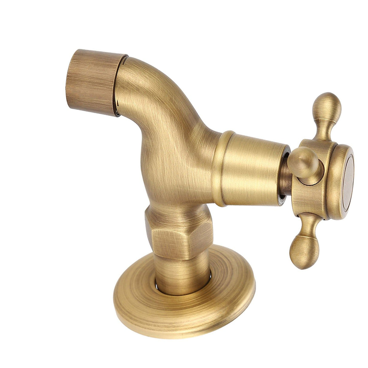 Wall Mounted Vintage Solid Brass Faucet Single Cold Water Tape for Kitchen Sink Mop Pool(Short)