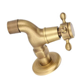 Wall Mounted Vintage Solid Brass Faucet Single Cold Water Tape for Kitchen Sink Mop Pool(Short)