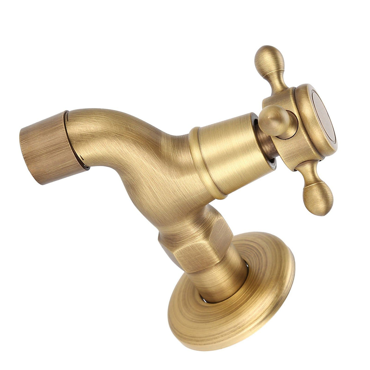 Wall Mounted Vintage Solid Brass Faucet Single Cold Water Tape for Kitchen Sink Mop Pool(Short)