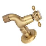 Wall Mounted Vintage Solid Brass Faucet Single Cold Water Tape for Kitchen Sink Mop Pool(Short) - Low Angle