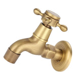 Wall Mounted Vintage Solid Brass Faucet Single Cold Water Tape for Kitchen Sink Mop Pool(Short)
