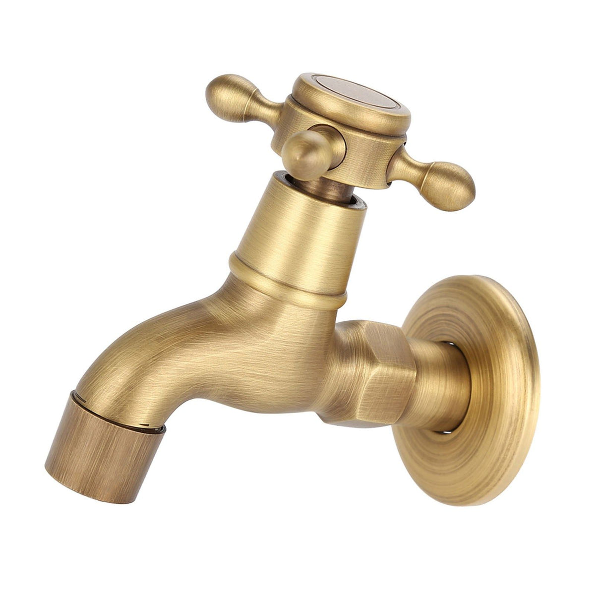 Wall Mounted Vintage Solid Brass Faucet Single Cold Water Tape for Kitchen Sink Mop Pool(Short)