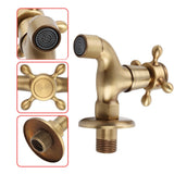 Wall Mounted Vintage Solid Brass Faucet Single Cold Water Tape for Kitchen Sink Mop Pool(Short) - Extra Image