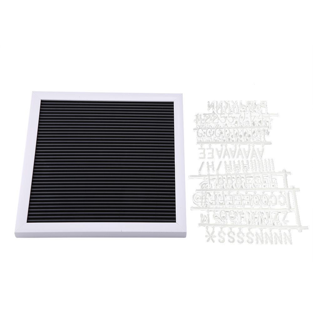 25cm*25cm Message Plastic Letter Board Sign Changeable Letters Numbers Room Decor (White Frame)