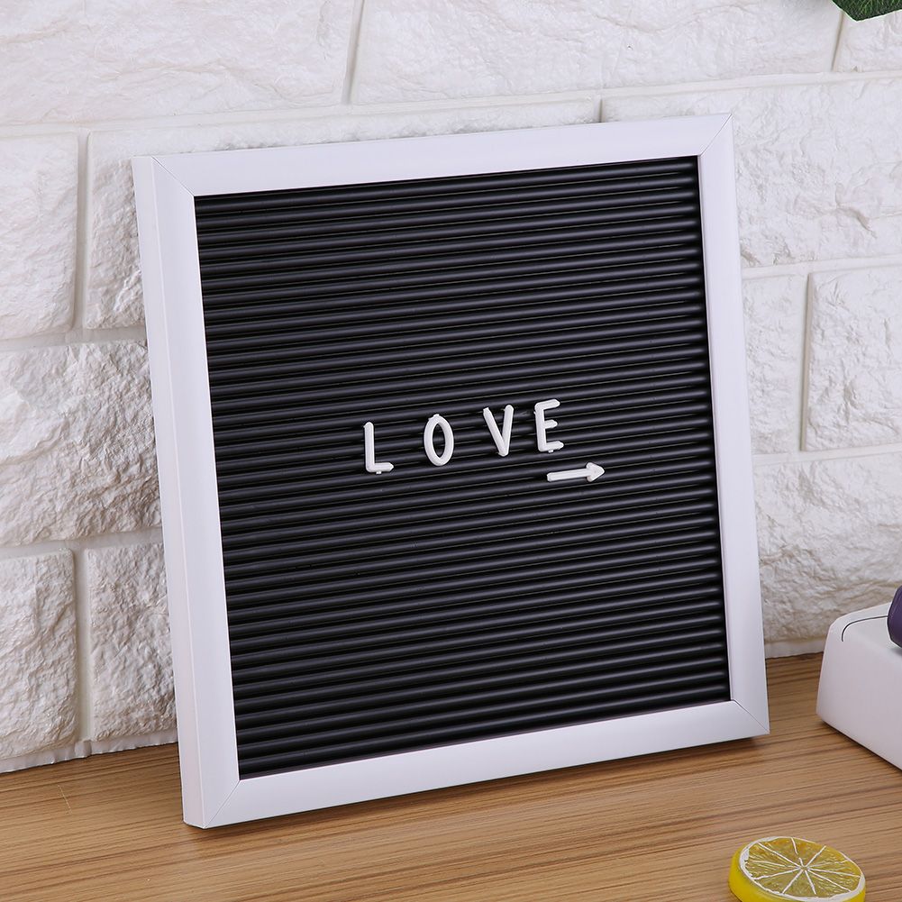 25cm*25cm Message Plastic Letter Board Sign Changeable Letters Numbers Room Decor (White Frame)