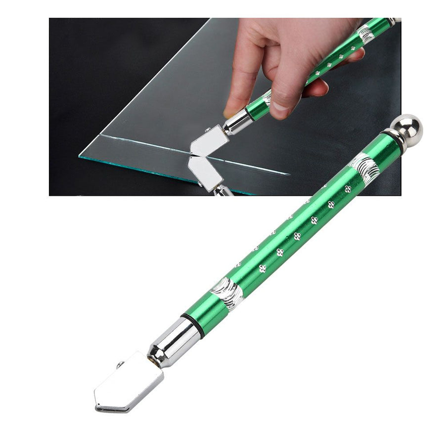 Portable Handheld Wheel Type Glass Cutter with NOn slip Handle for 3~15mm Glass Cutting(Green)