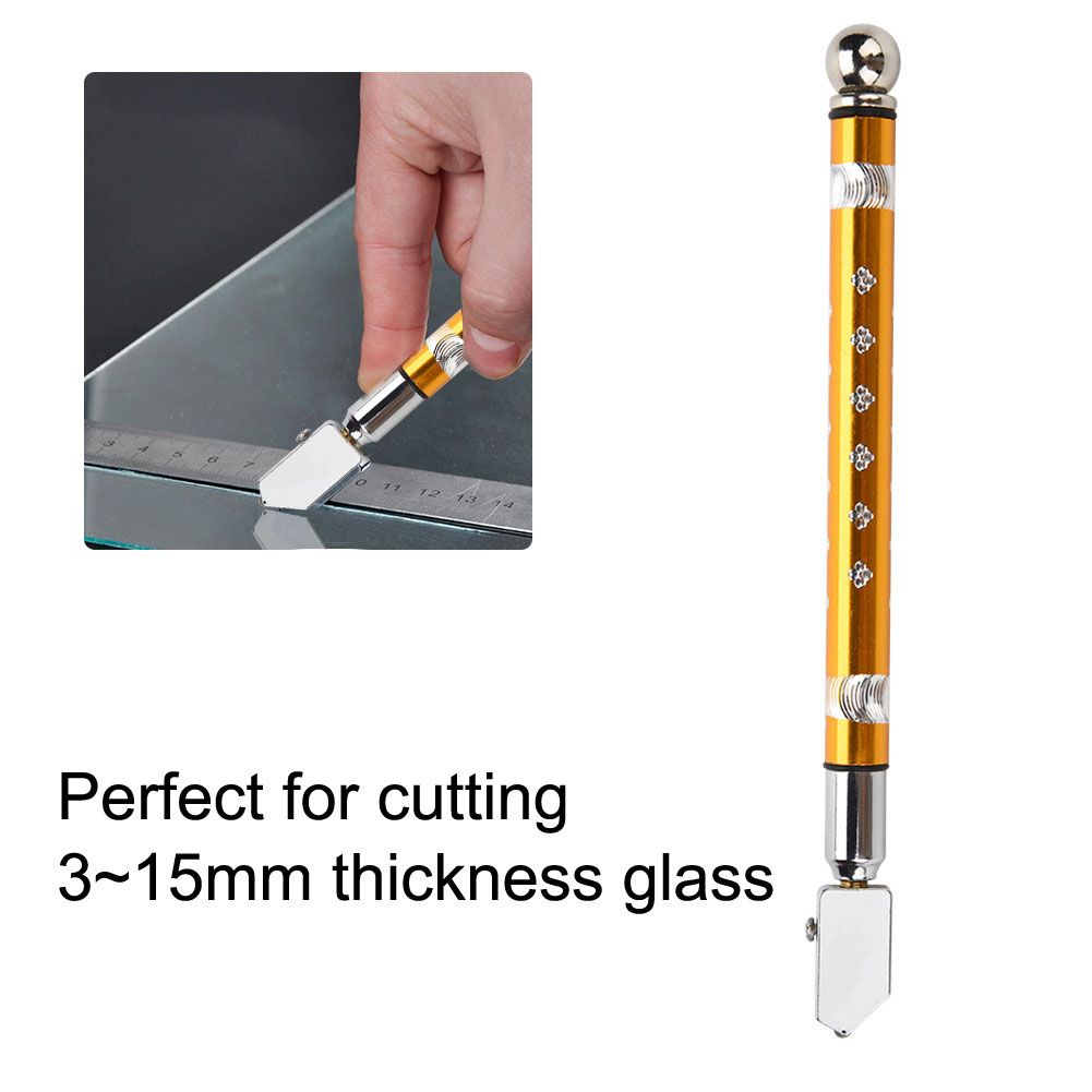 Portable Handheld Wheel Type Glass Cutter with NOn slip Handle for 3~15mm Glass Cutting(Golden)