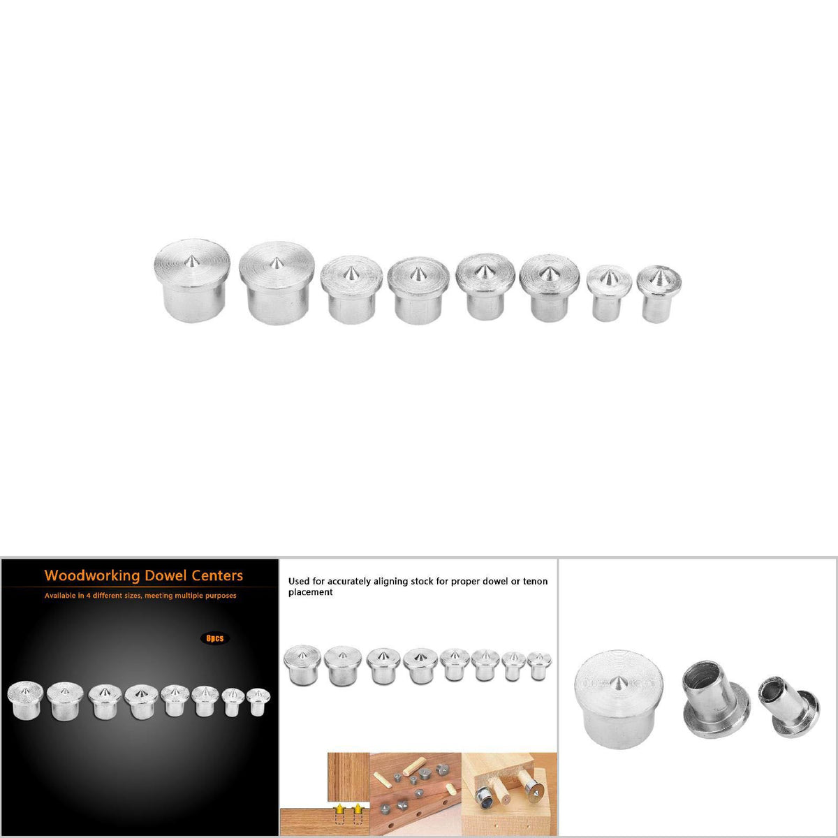 8pcs Woodworking Dowel Centers Tenon Alignment Tool Points Marker 6/8/10/12mm (Hollow)