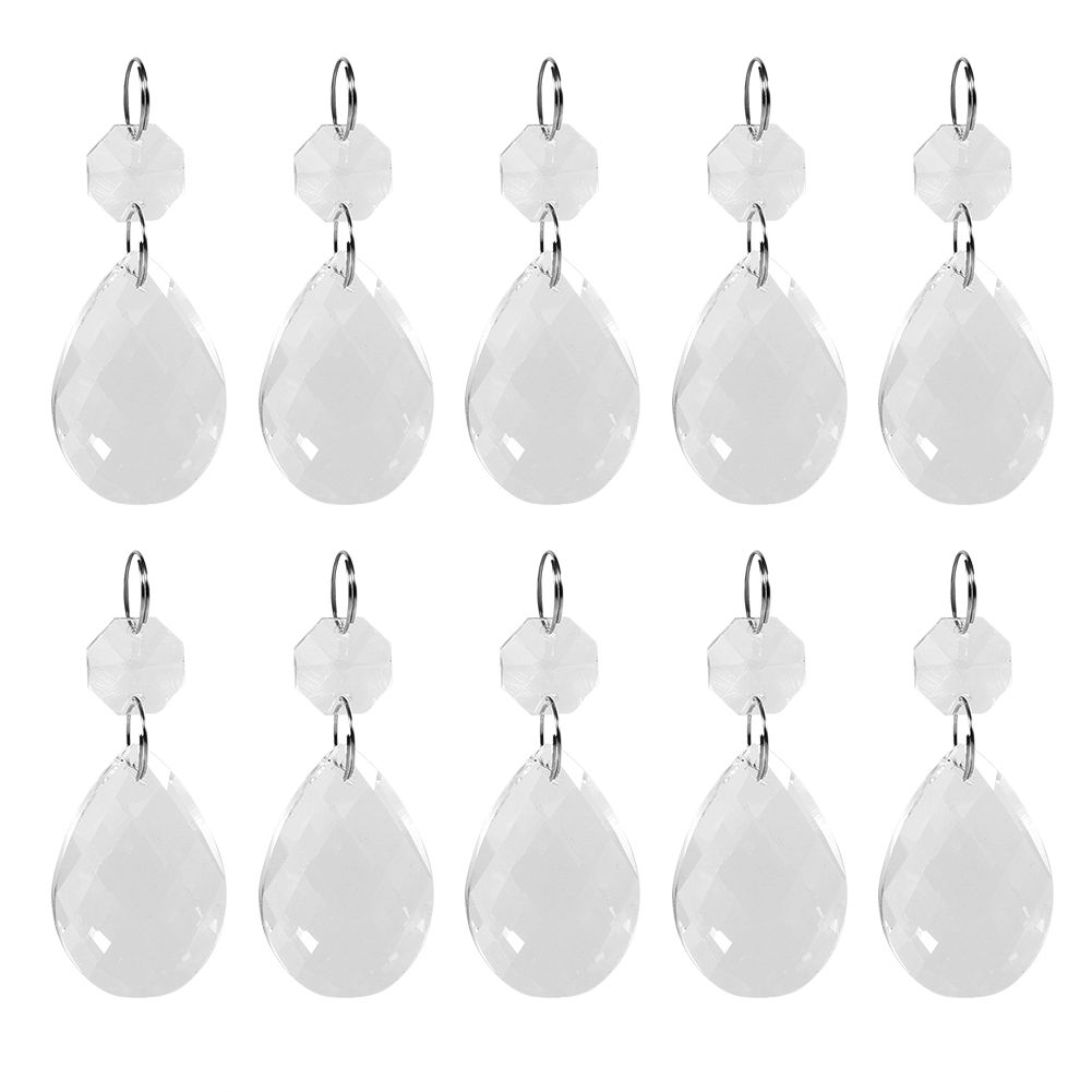 10Pcs Clear Glass Crystal Prisms Chandelier Pendant Light Lamp Part Drops DIY Accessories