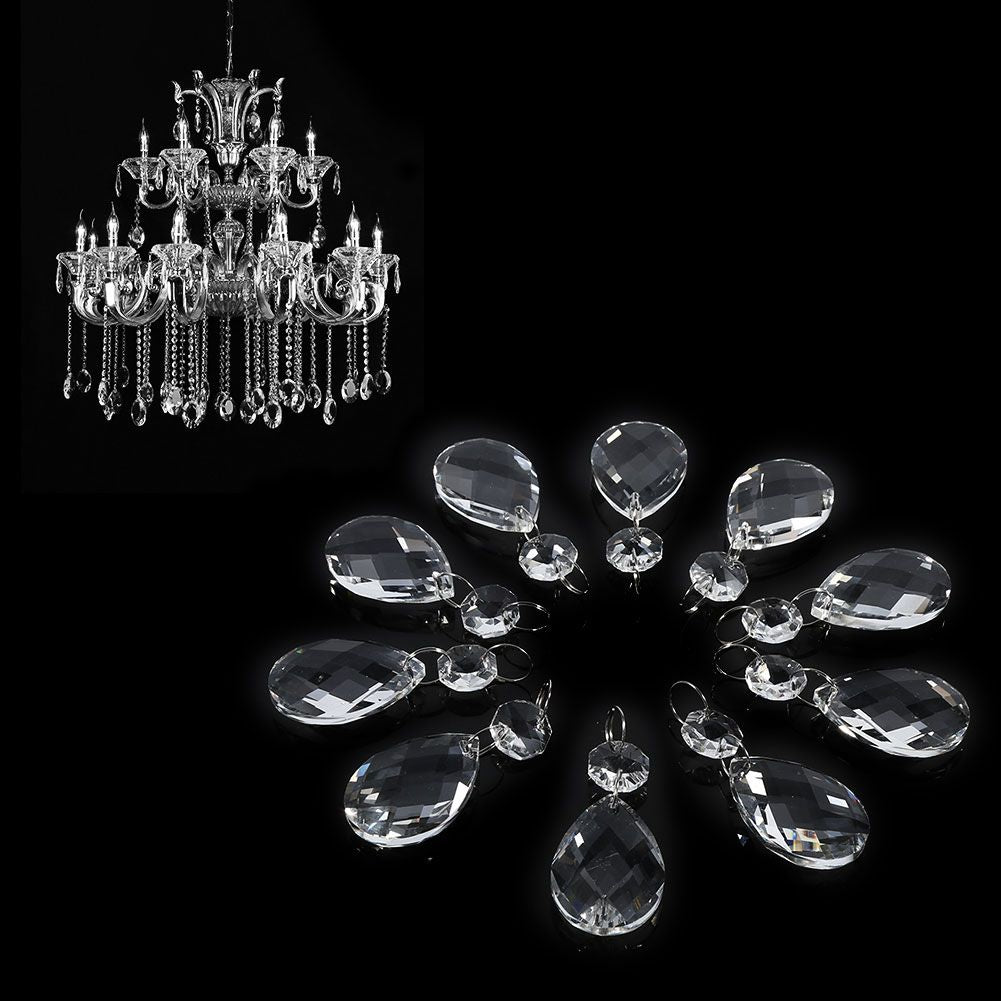 10Pcs Clear Glass Crystal Prisms Chandelier Pendant Light Lamp Part Drops DIY Accessories