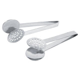 2pcs Kitchen Craft Tool Stainless Steel Round Tea Bag Tongs Squeezer Holder Grip