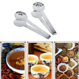 2pcs Kitchen Craft Tool Stainless Steel Round Tea Bag Tongs Squeezer Holder Grip - Extra Image