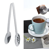 2pcs Kitchen Craft Tool Stainless Steel Round Tea Bag Tongs Squeezer Holder Grip