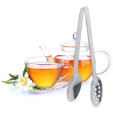 2pcs Kitchen Craft Tool Stainless Steel Round Tea Bag Tongs Squeezer Holder Grip