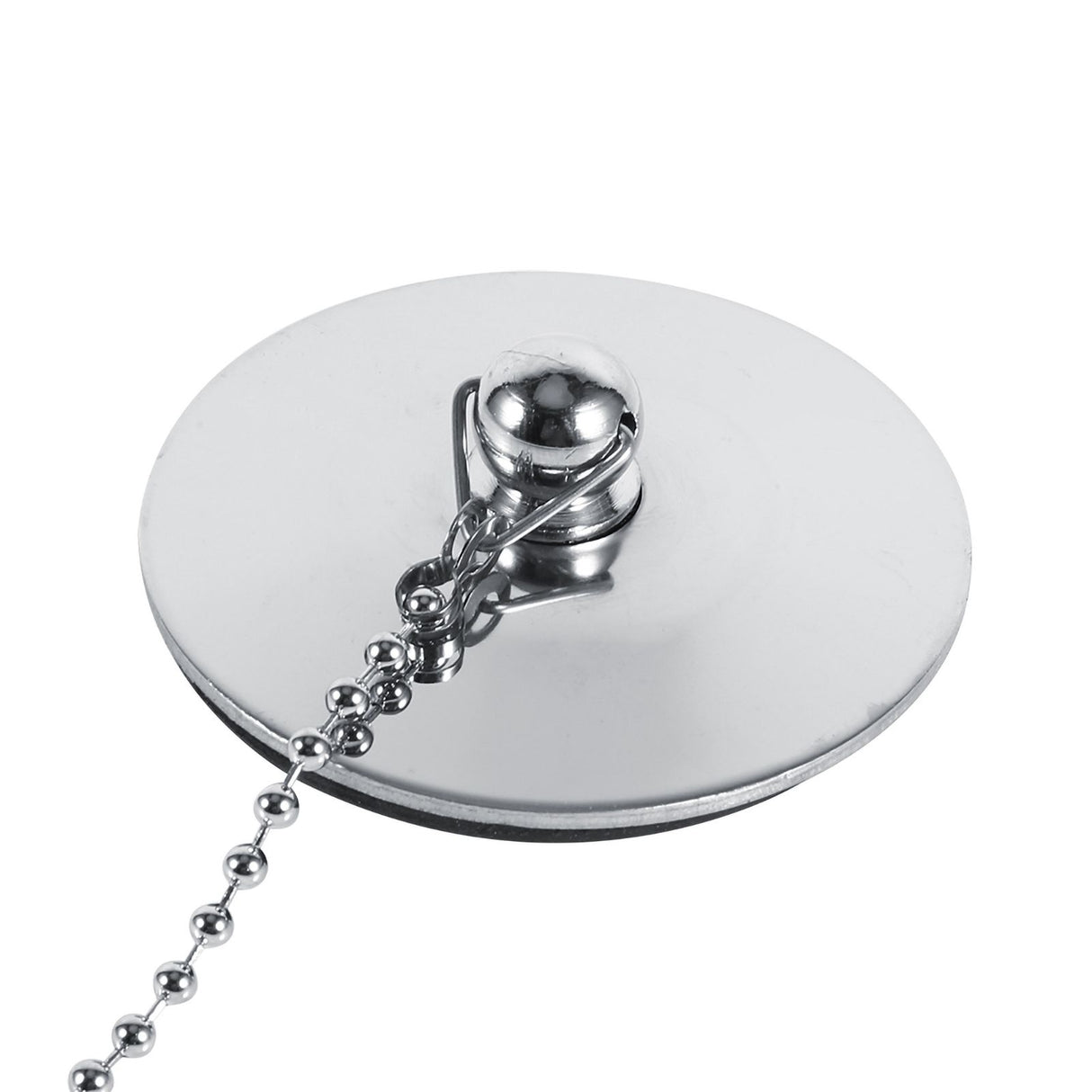 Chrome Kitchen Sink Bathroom Bathtub Drain Cover Stopper Solid Metal Waste Plug With Chain