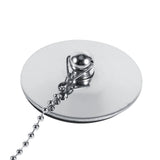 Chrome Kitchen Sink Bathroom Bathtub Drain Cover Stopper Solid Metal Waste Plug With Chain