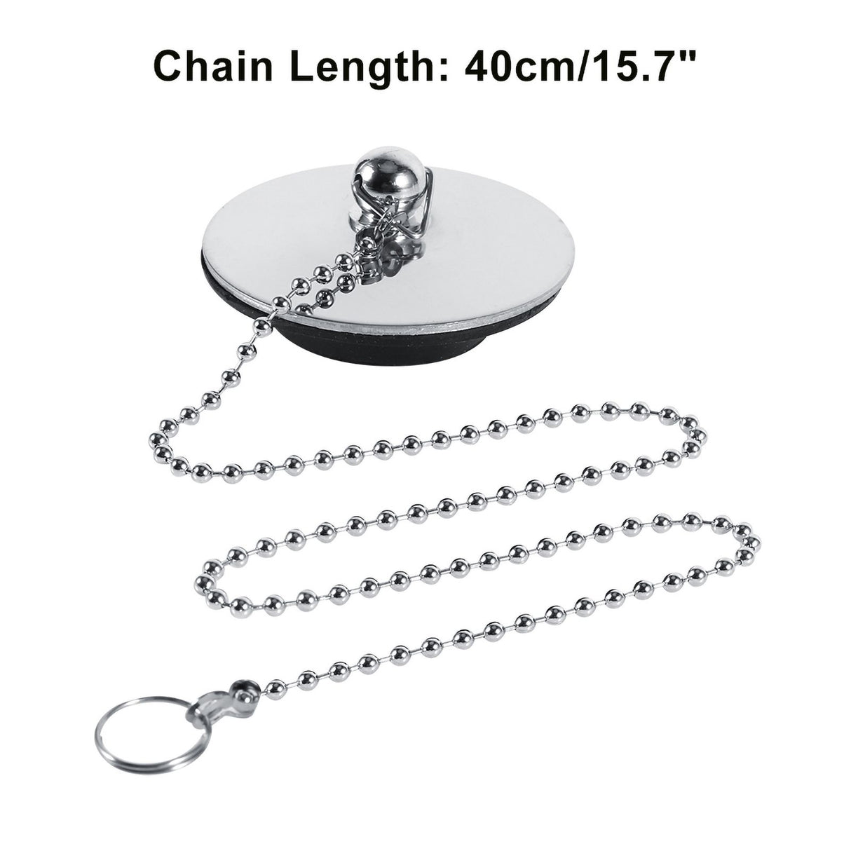 Chrome Kitchen Sink Bathroom Bathtub Drain Cover Stopper Solid Metal Waste Plug With Chain