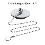Chrome Kitchen Sink Bathroom Bathtub Drain Cover Stopper Solid Metal Waste Plug With Chain