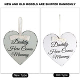 Vintage Love Heart Shape Daddy Here Comes Mummy Wedding Party Wooden Hanging Sign Plaque Gift