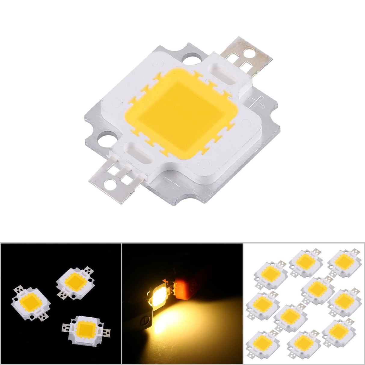 10Pcs 10W LED SMD Chip COB DC 9‑10V For Lamp Flood Light Bulb Replacement Warm White