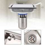 304 Stainless Steel 110 X 110mm Bathroom Shower Tile Insert Square Shower Floor Drain Strainer - 45-Degree Angle
