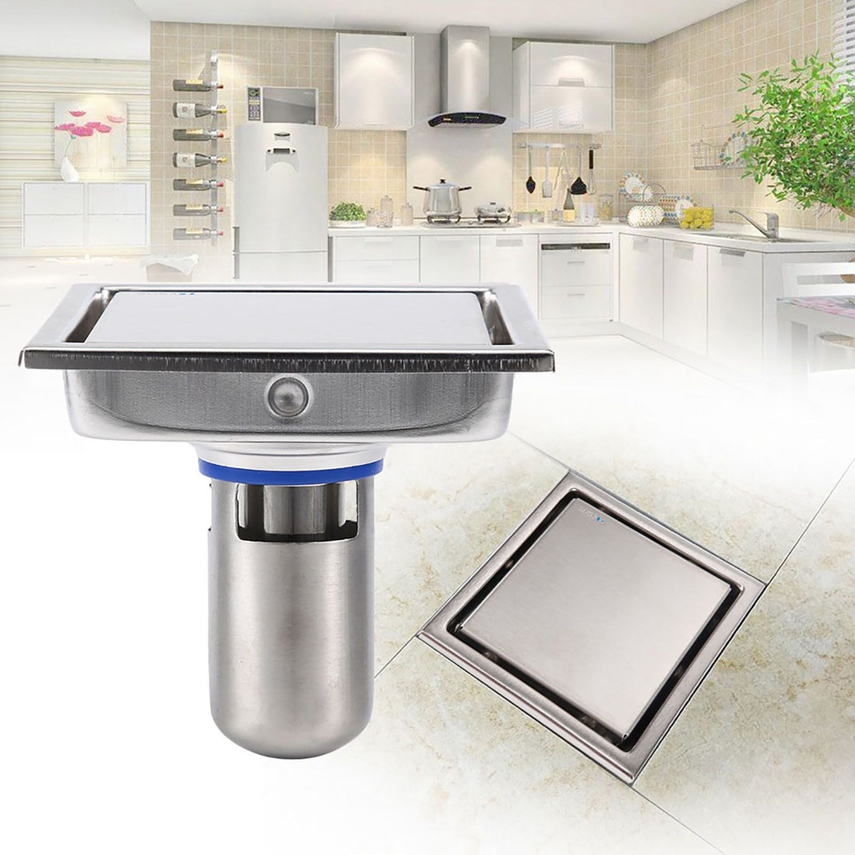 304 Stainless Steel 110 X 110mm Bathroom Shower Tile Insert Square Shower Floor Drain Strainer
