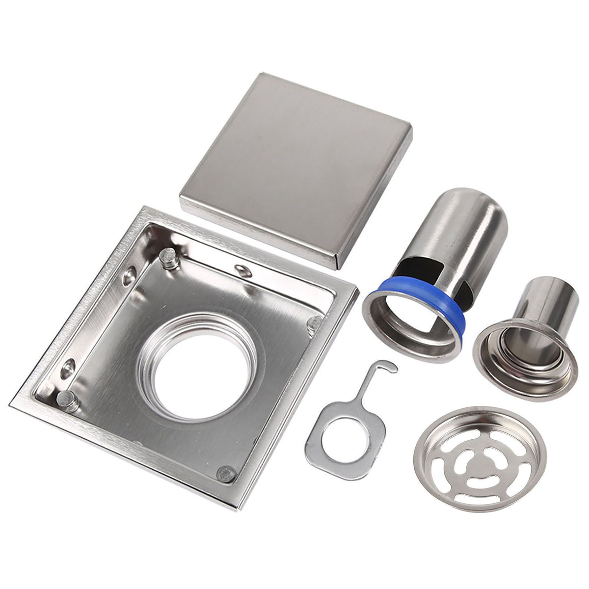 304 Stainless Steel 110 X 110mm Bathroom Shower Tile Insert Square Shower Floor Drain Strainer