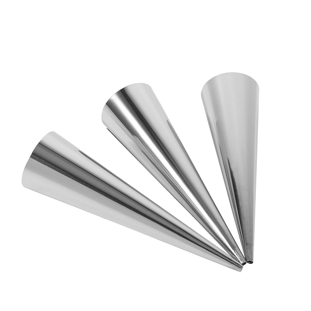 3pcs Pack Stainless Steel NOn Stick Dessert Cannoli Croissant Tubes Baking Tool Mold (L)