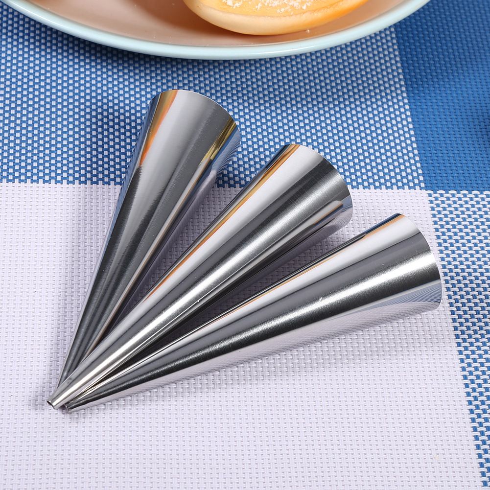 3pcs Pack Stainless Steel NOn Stick Dessert Cannoli Croissant Tubes Baking Tool Mold (L)