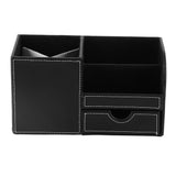 1Pc Wooden Leather Multifunction Desk Stationery Organizer Storage Box Pen Pencil Holder Case
