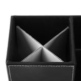 1Pc Wooden Leather Multifunction Desk Stationery Organizer Storage Box Pen Pencil Holder Case - 45-Degree Angle