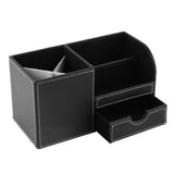 1Pc Wooden Leather Multifunction Desk Stationery Organizer Storage Box Pen Pencil Holder Case