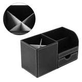 1Pc Wooden Leather Multifunction Desk Stationery Organizer Storage Box Pen Pencil Holder Case