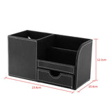 1Pc Wooden Leather Multifunction Desk Stationery Organizer Storage Box Pen Pencil Holder Case - Extra Image