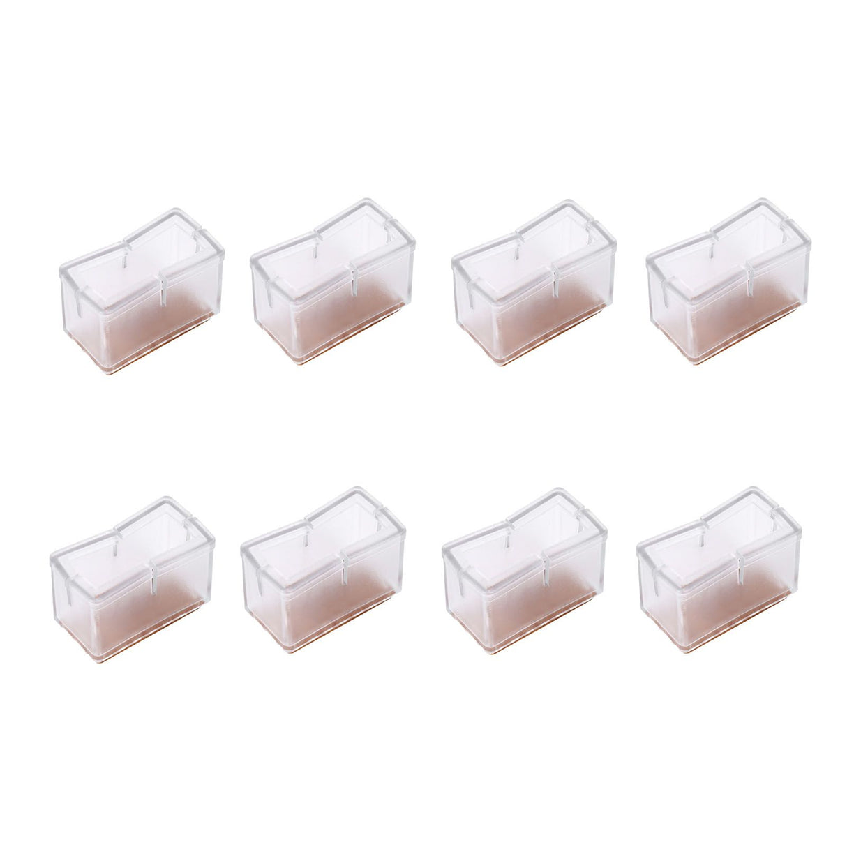 8 Pcs / Set Chair Legs Cover Rectangle Furniture Legs Protector with Rubber Sole(Transparent)