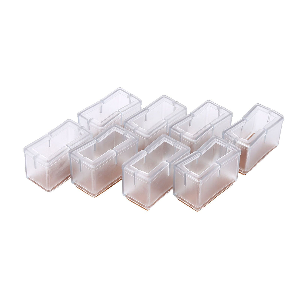 8 Pcs / Set Chair Legs Cover Rectangle Furniture Legs Protector with Rubber Sole(Transparent)