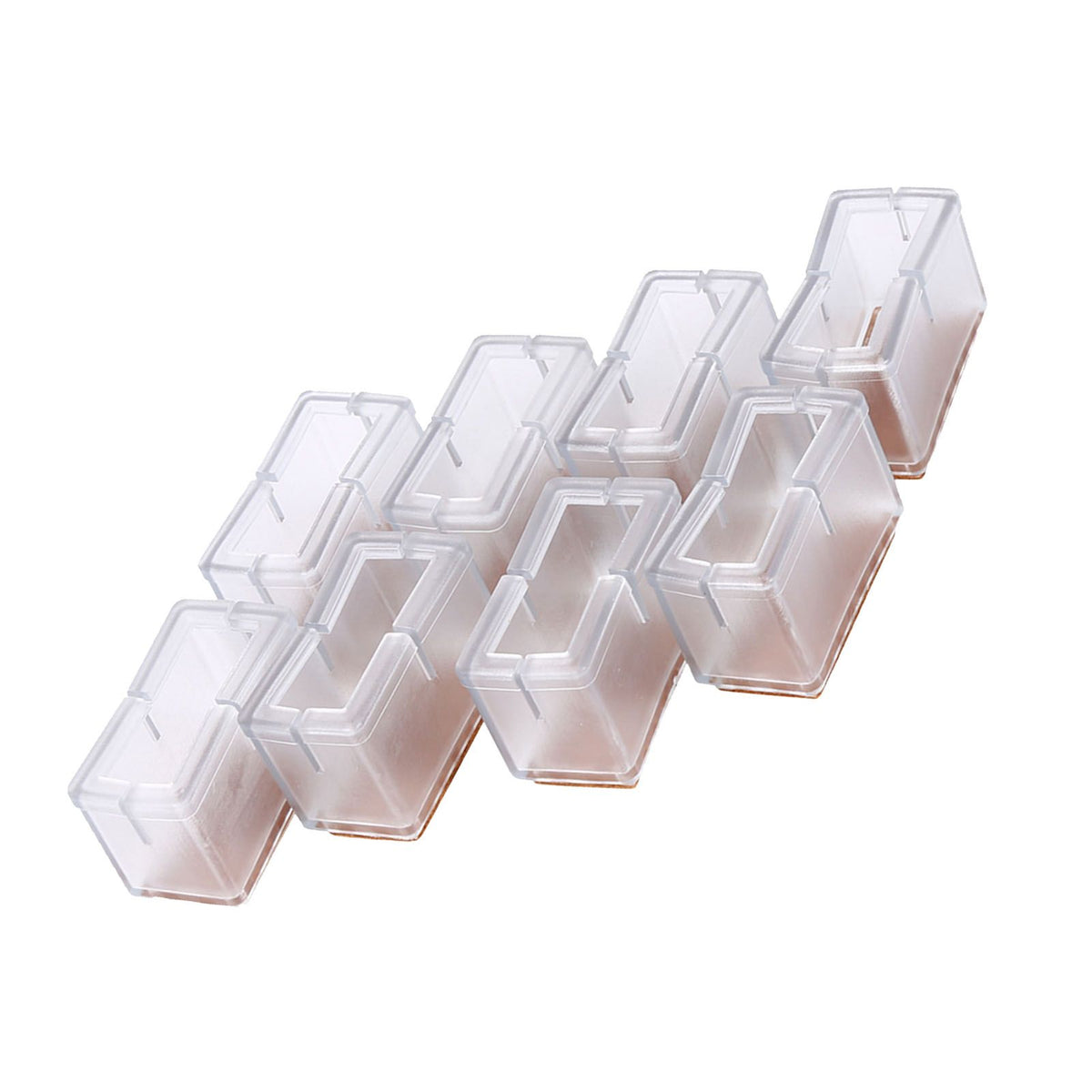 8 Pcs / Set Chair Legs Cover Rectangle Furniture Legs Protector with Rubber Sole(Transparent)