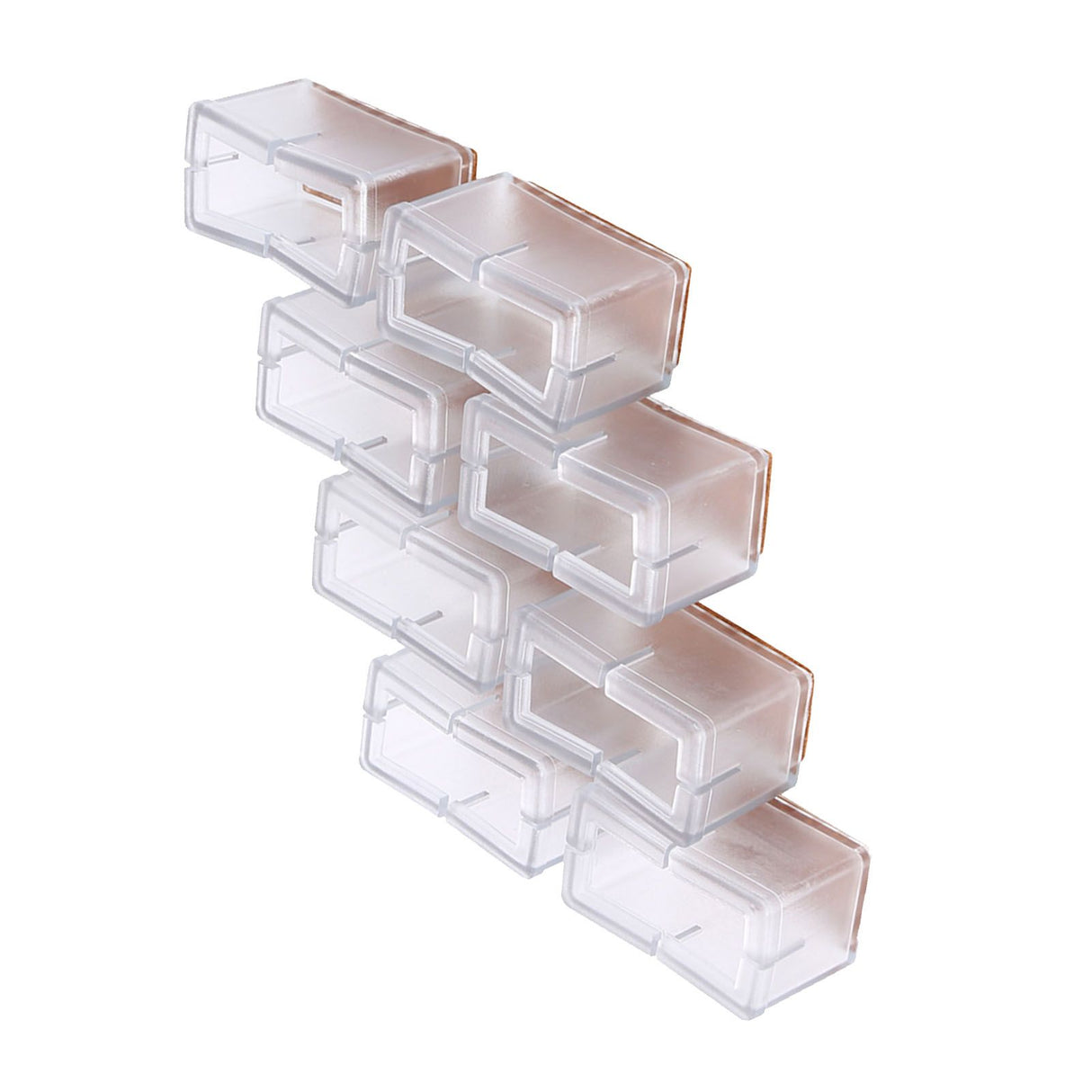 8 Pcs / Set Chair Legs Cover Rectangle Furniture Legs Protector with Rubber Sole(Transparent)