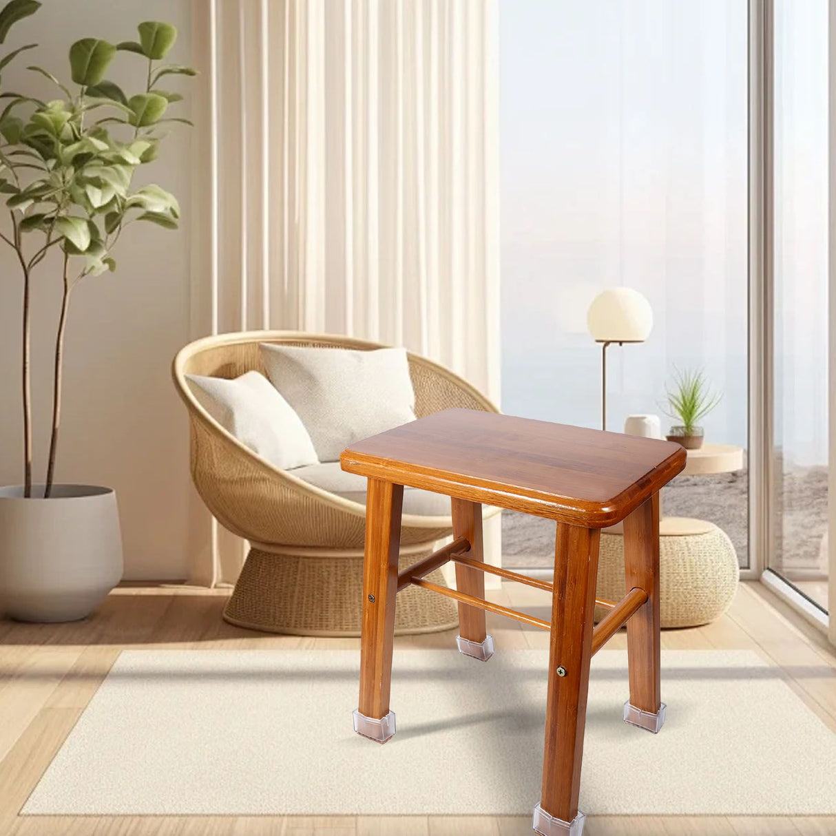 8 Pcs / Set Chair Legs Cover Rectangle Furniture Legs Protector with Rubber Sole(Transparent)