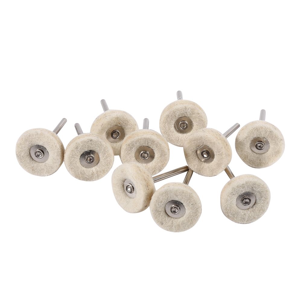 10PCS 25MM Wool Felt Polishing Buffing Drill Grinder Wheel Brushes With Handle For Rotary Tool