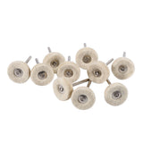 10PCS 25MM Wool Felt Polishing Buffing Drill Grinder Wheel Brushes With Handle For Rotary Tool - Top-Down View