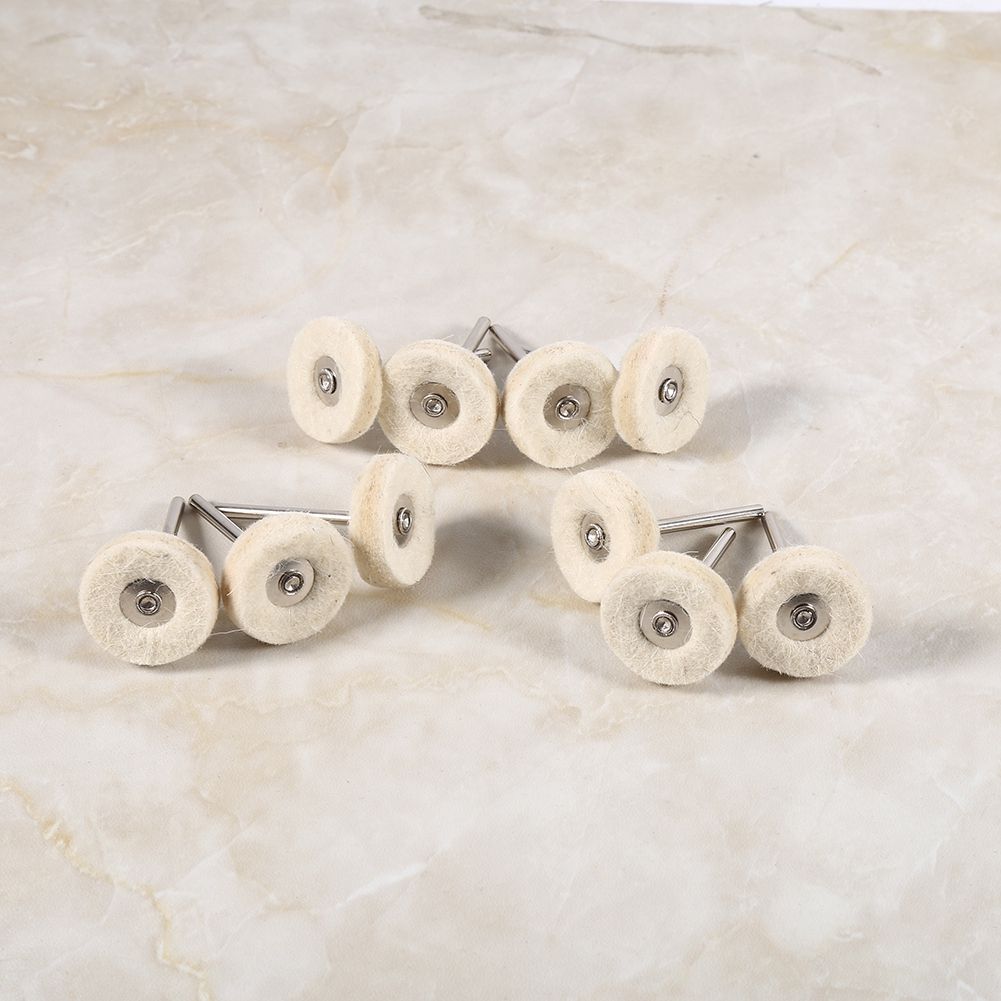 10PCS 25MM Wool Felt Polishing Buffing Drill Grinder Wheel Brushes With Handle For Rotary Tool