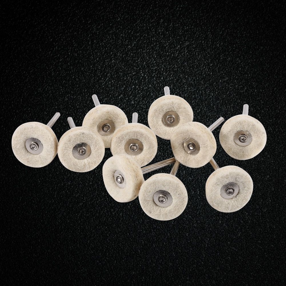 10PCS 25MM Wool Felt Polishing Buffing Drill Grinder Wheel Brushes With Handle For Rotary Tool