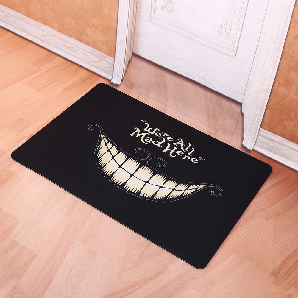 Funny Door Mat Rubber Floor Rug NOn slip Pad Indoor Outdoor Doormat Carpet 4#We're All Mad Here