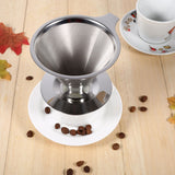1Pc Stainless Steel Pour Over Coffee Dripper Double Layer Mesh Filter Cup Stand Home Office Use