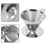 1Pc Stainless Steel Pour Over Coffee Dripper Double Layer Mesh Filter Cup Stand Home Office Use - Extra Image