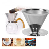 1Pc Stainless Steel Pour Over Coffee Dripper Double Layer Mesh Filter Cup Stand Home Office Use - Extra Image