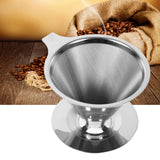 1Pc Stainless Steel Pour Over Coffee Dripper Double Layer Mesh Filter Cup Stand Home Office Use - Extra Image