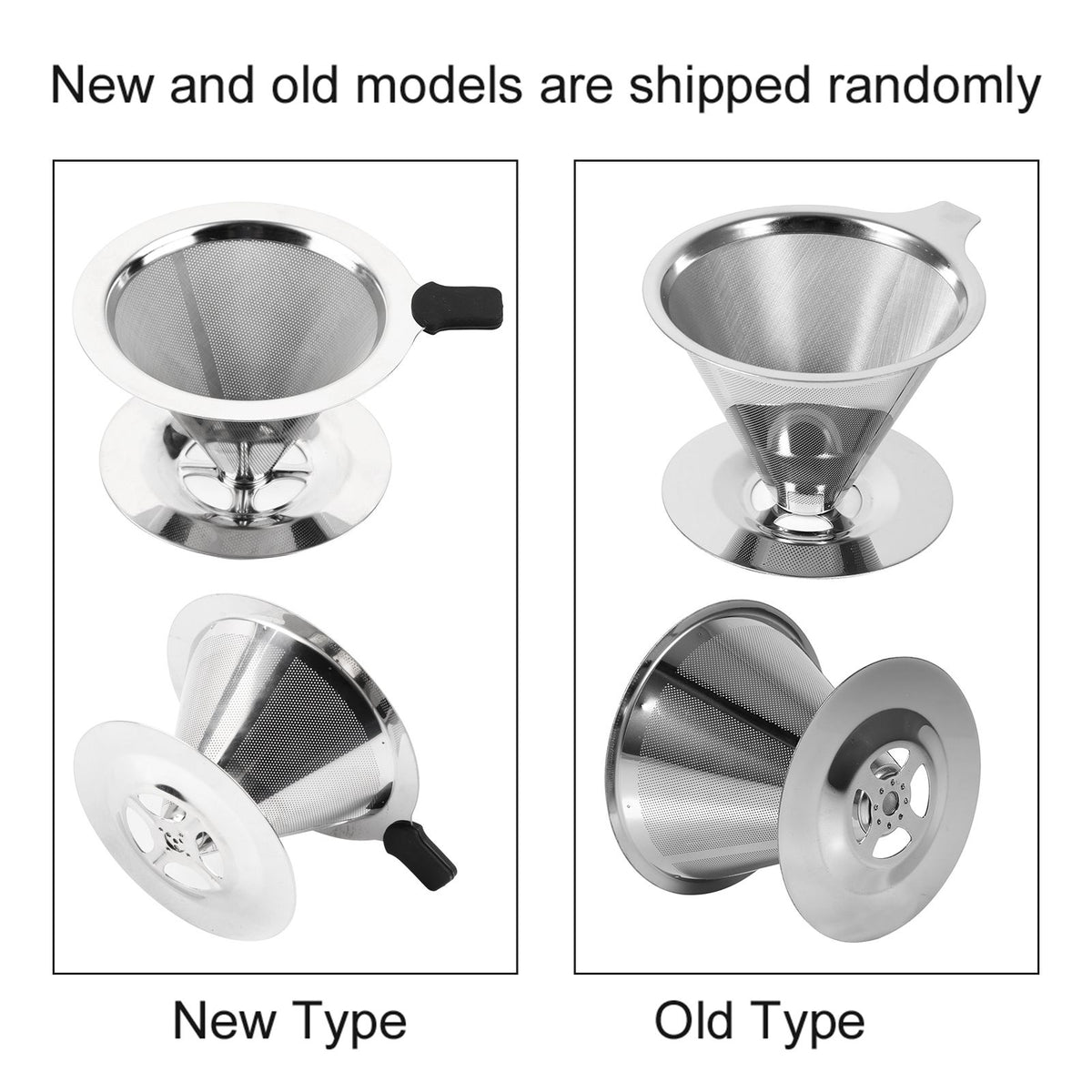 1Pc Stainless Steel Pour Over Coffee Dripper Double Layer Mesh Filter Cup Stand Home Office Use
